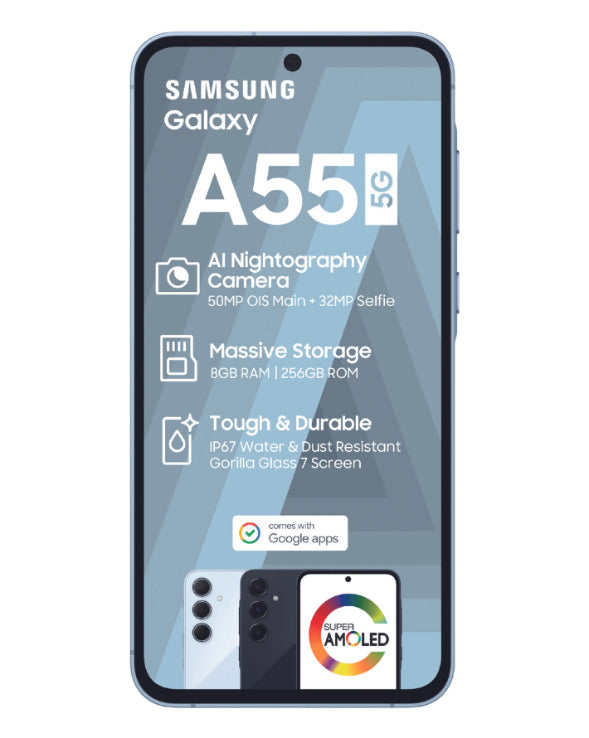 Galaxy A55 256GB 5G Dual Sim Blue Cellphone – Edgars