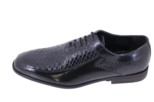 Men's Printed Tramline Oxford Shoe-Black