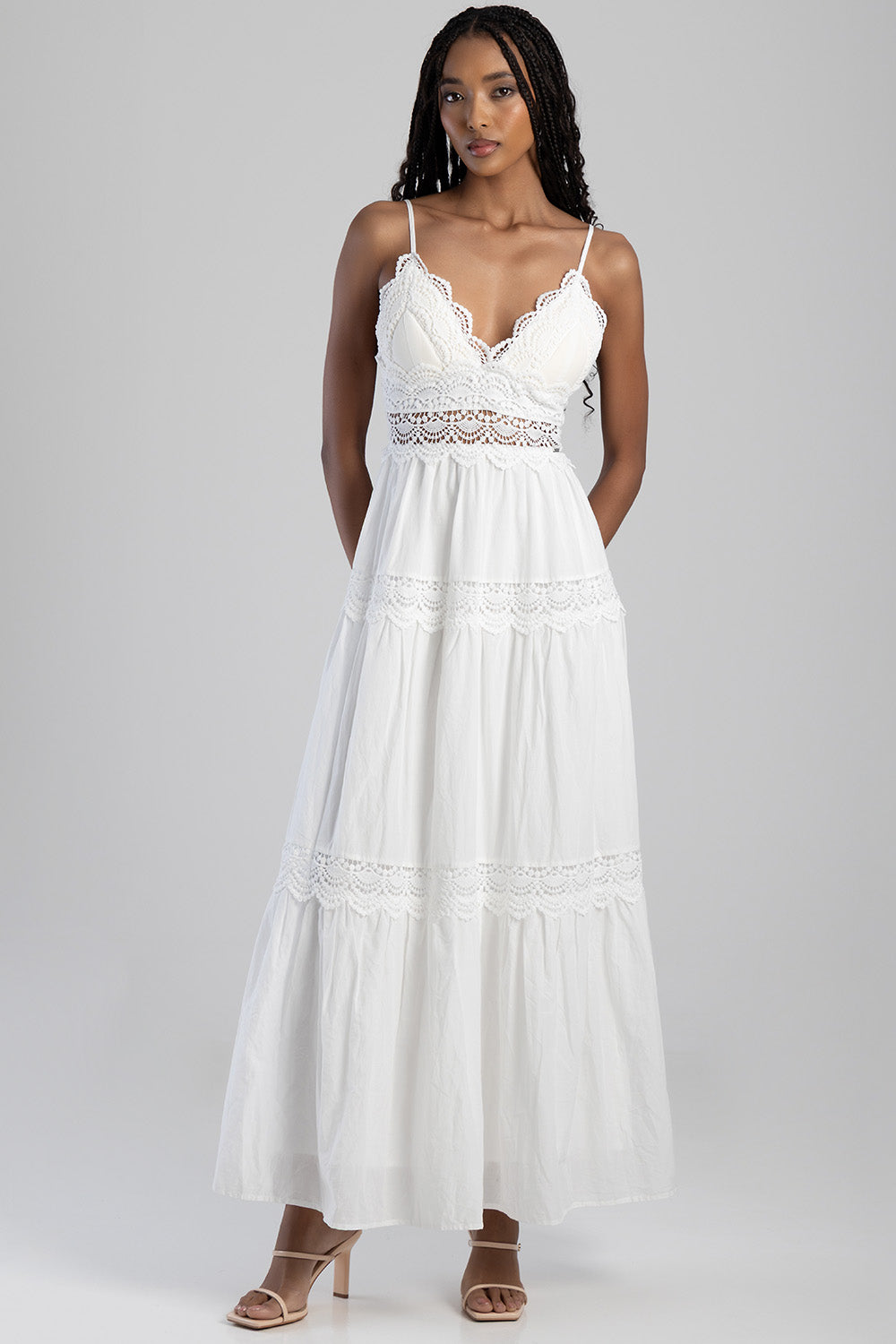 chinese dress ladies Ladies Aurelia Tiered Lace Maxi Dress
