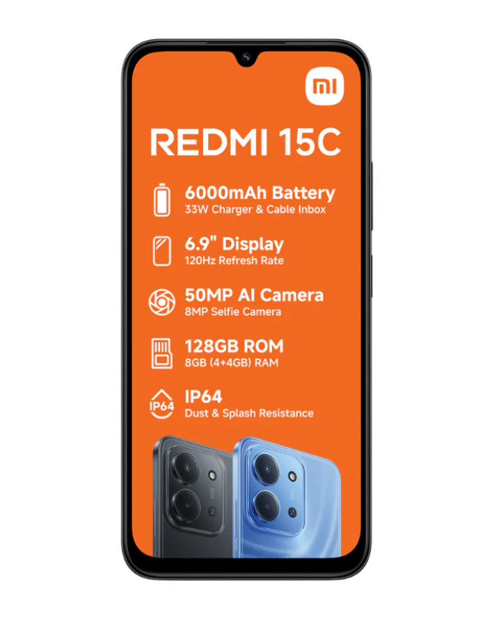 Redmi 15c 128GB 4G Dual Sim Cellphone - Black – Edgars