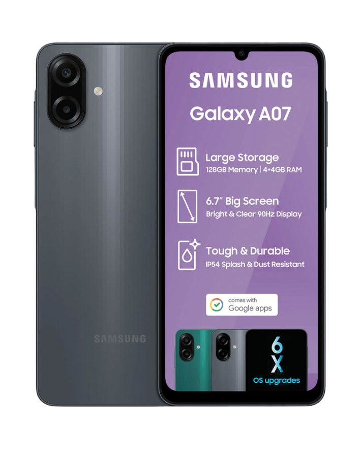 Galaxy A07 128GB Dual Sim Cellphone - Black – Edgars