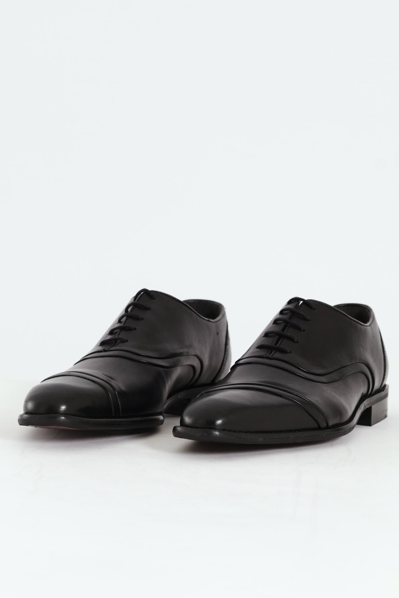 Mens Leather Oxford Toe Cap Dress Shoe - Black – Edgars