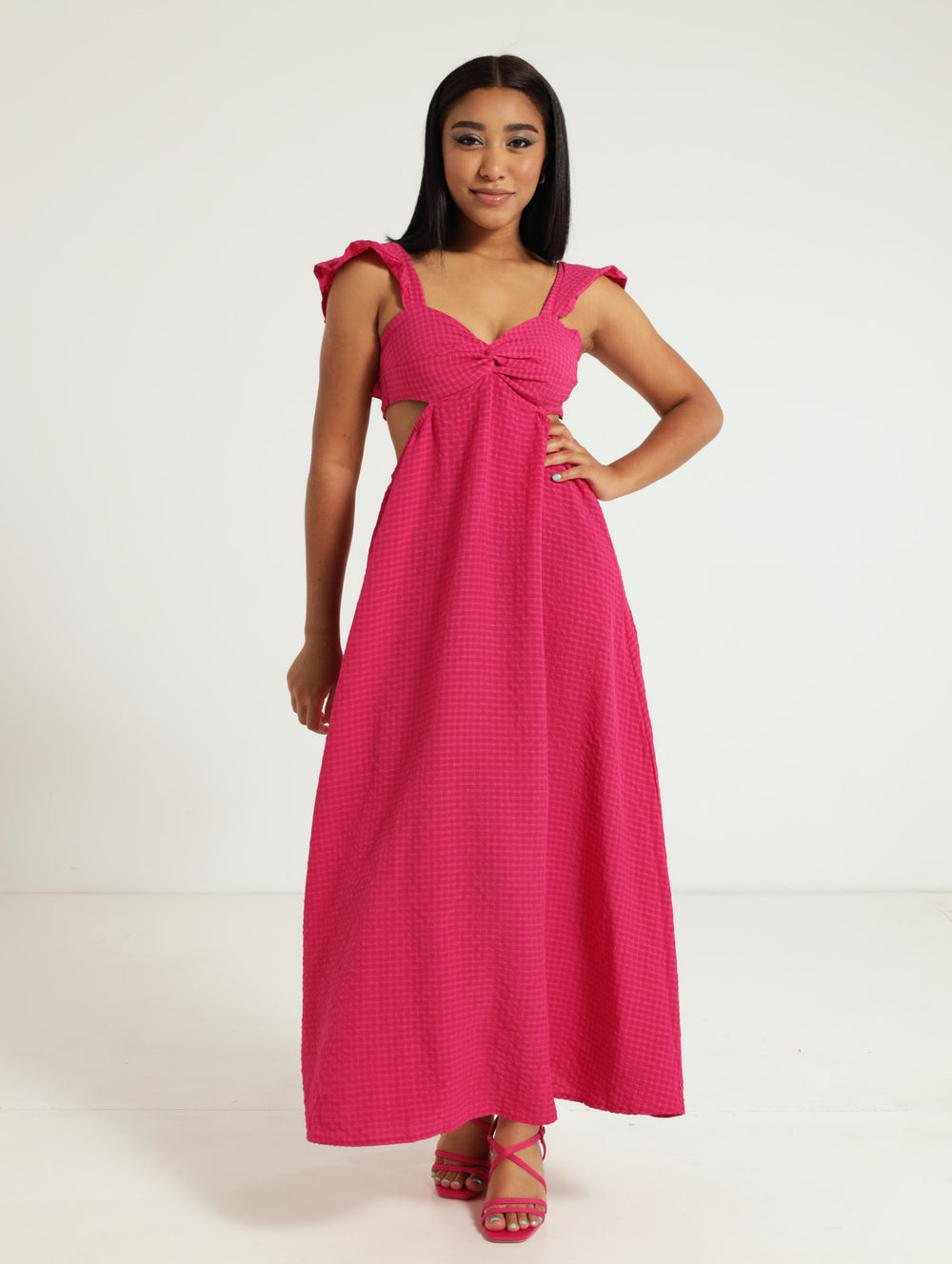 Maxi Dress Edgars Formal Wear V-Neck Tiered Flutter Sleeve Maxi