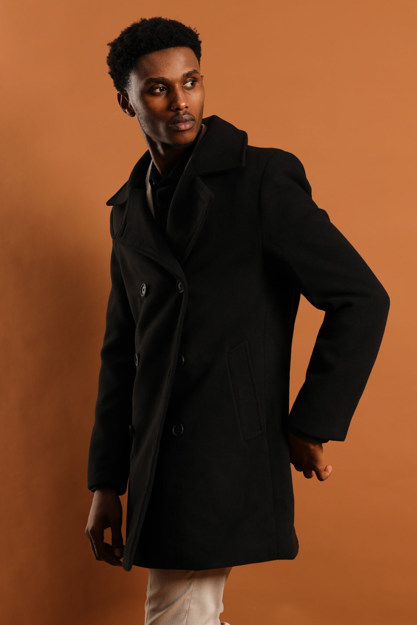 未使用☆和田颯 how Melton Coat Black 002 Da-iCE Da-iCE 和田颯 how Melton Coat Black 002 Mens Custom Fit Melton