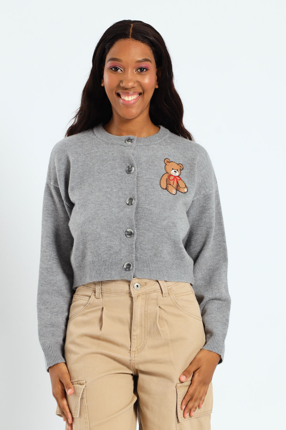 Ladies Teddy Cardigan - Grey – Edgars