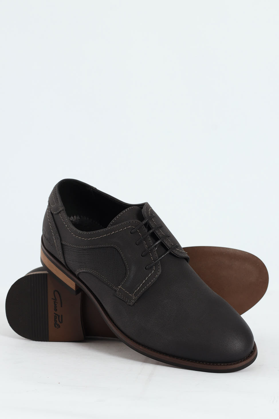 Mens Distressed Look Smart Casual Shoe - Charcoal  Edgars