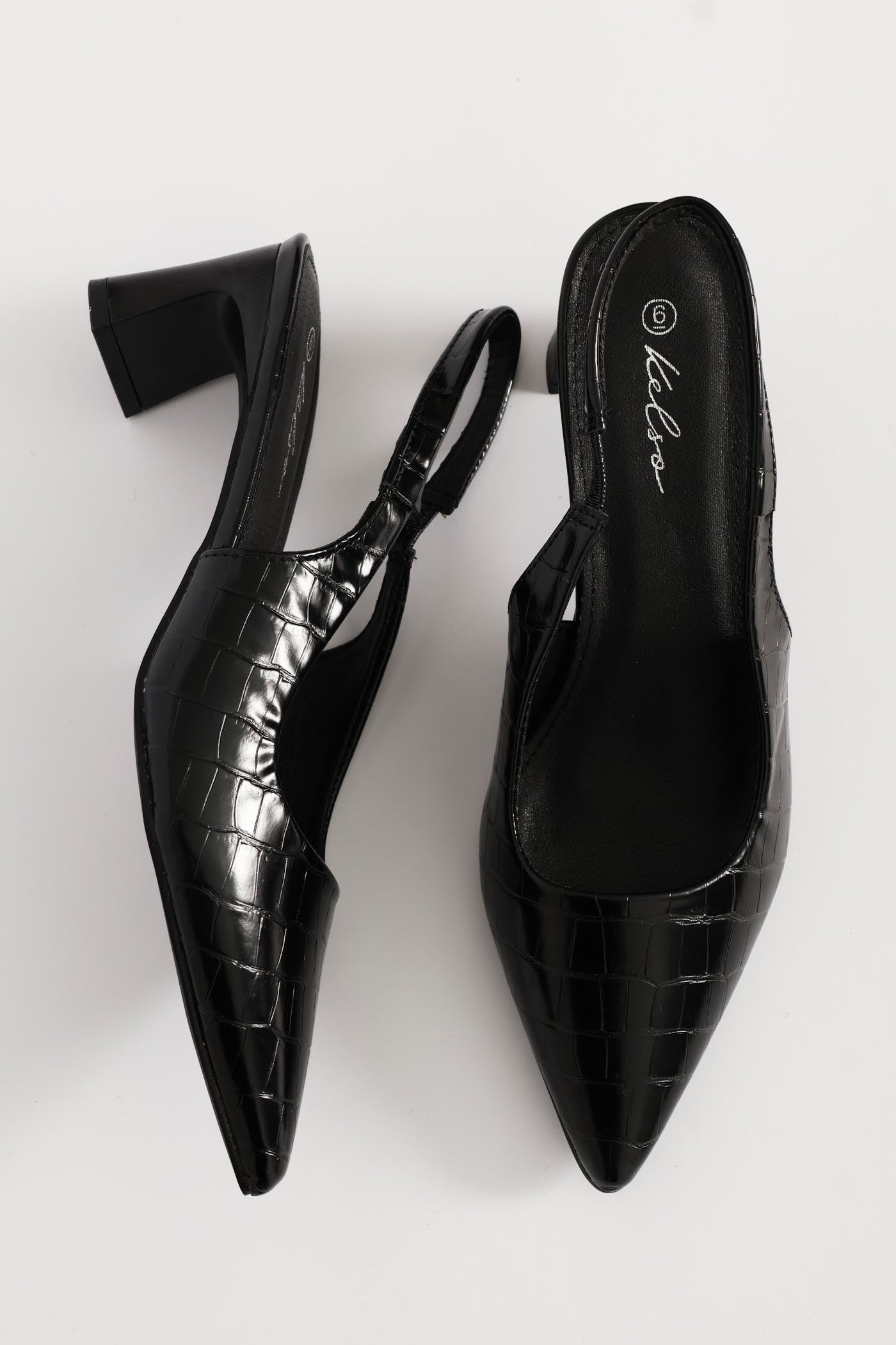 えり Ladies Croc Slingback Heel - Black – Edgars