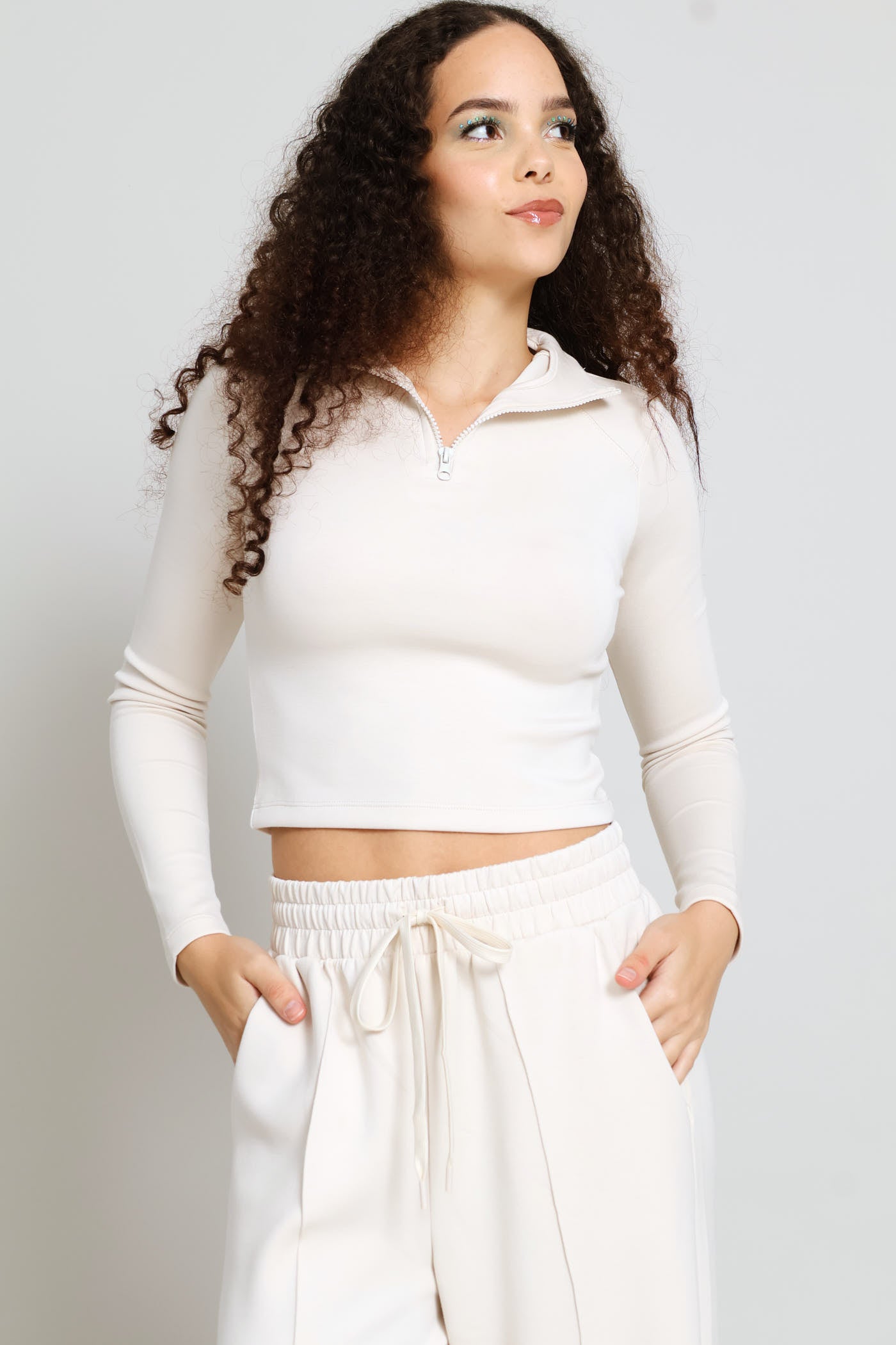 Ladies Soft Touch Quarter Zip Top - Cream – Edgars
