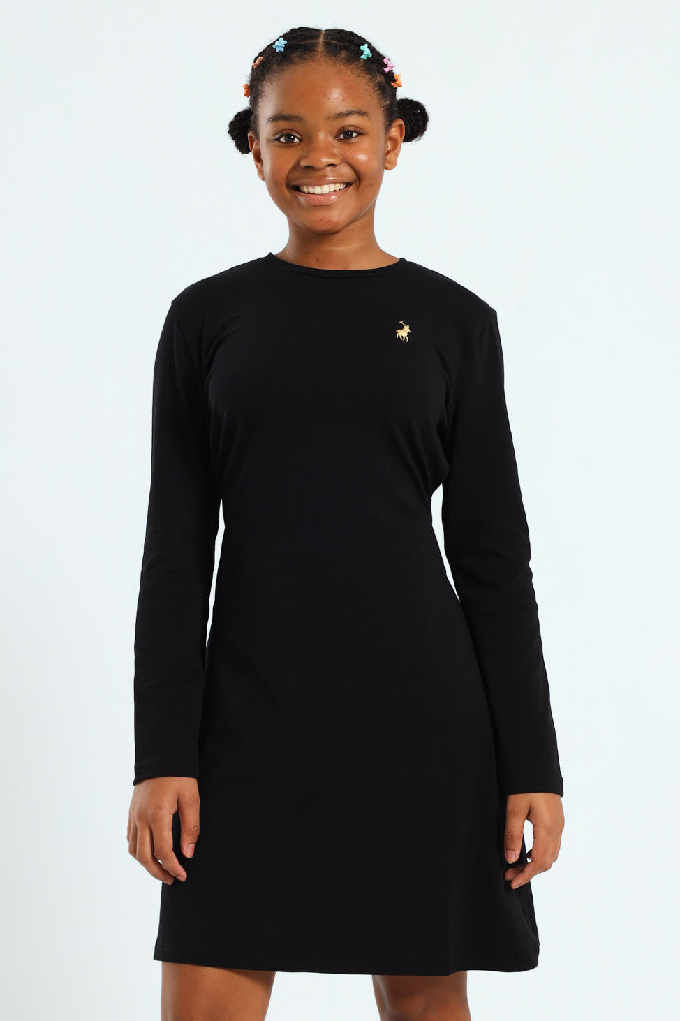 black long sleeve polo dress AirEssentials Polo Long Sleeve Dress- Very Black Monkee's of Ridgeland