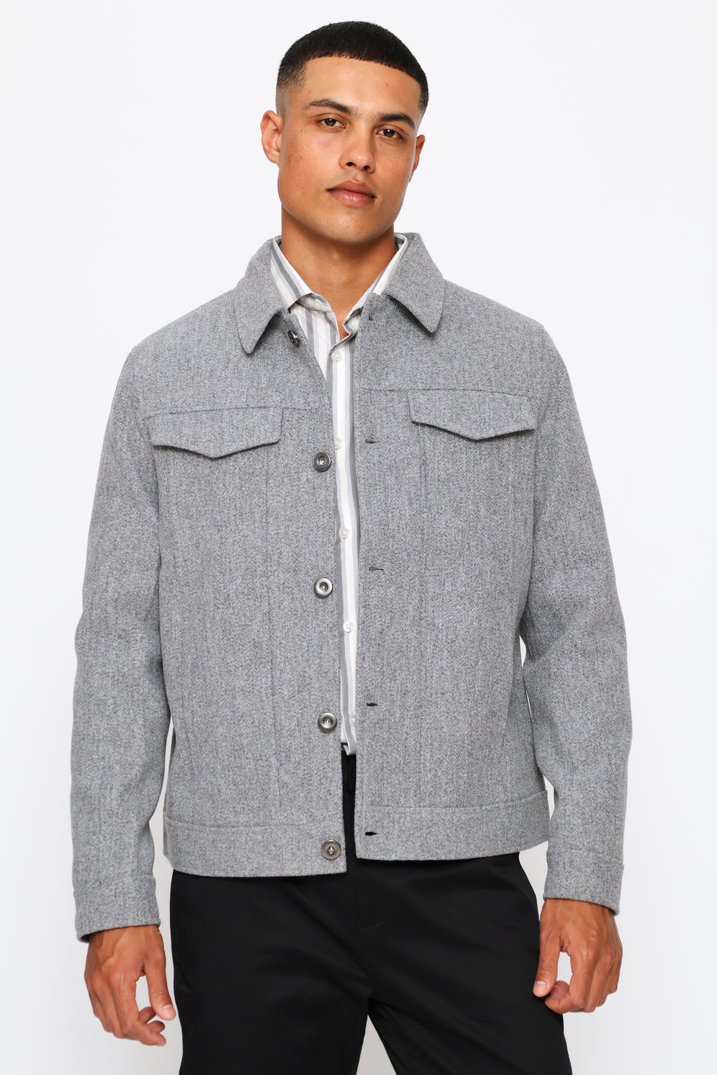 Mens Melton Short Jacket - Grey Melange – Edgars