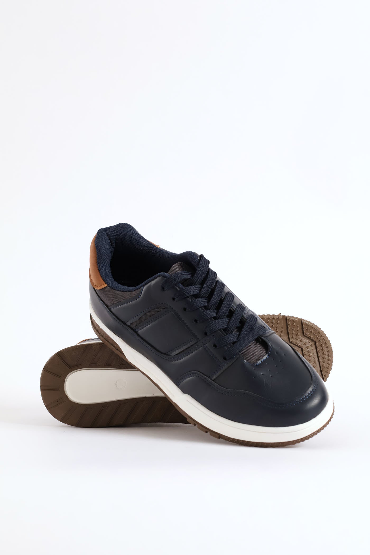 Mens Thick Side Stripe Sneaker - Navy – Edgars