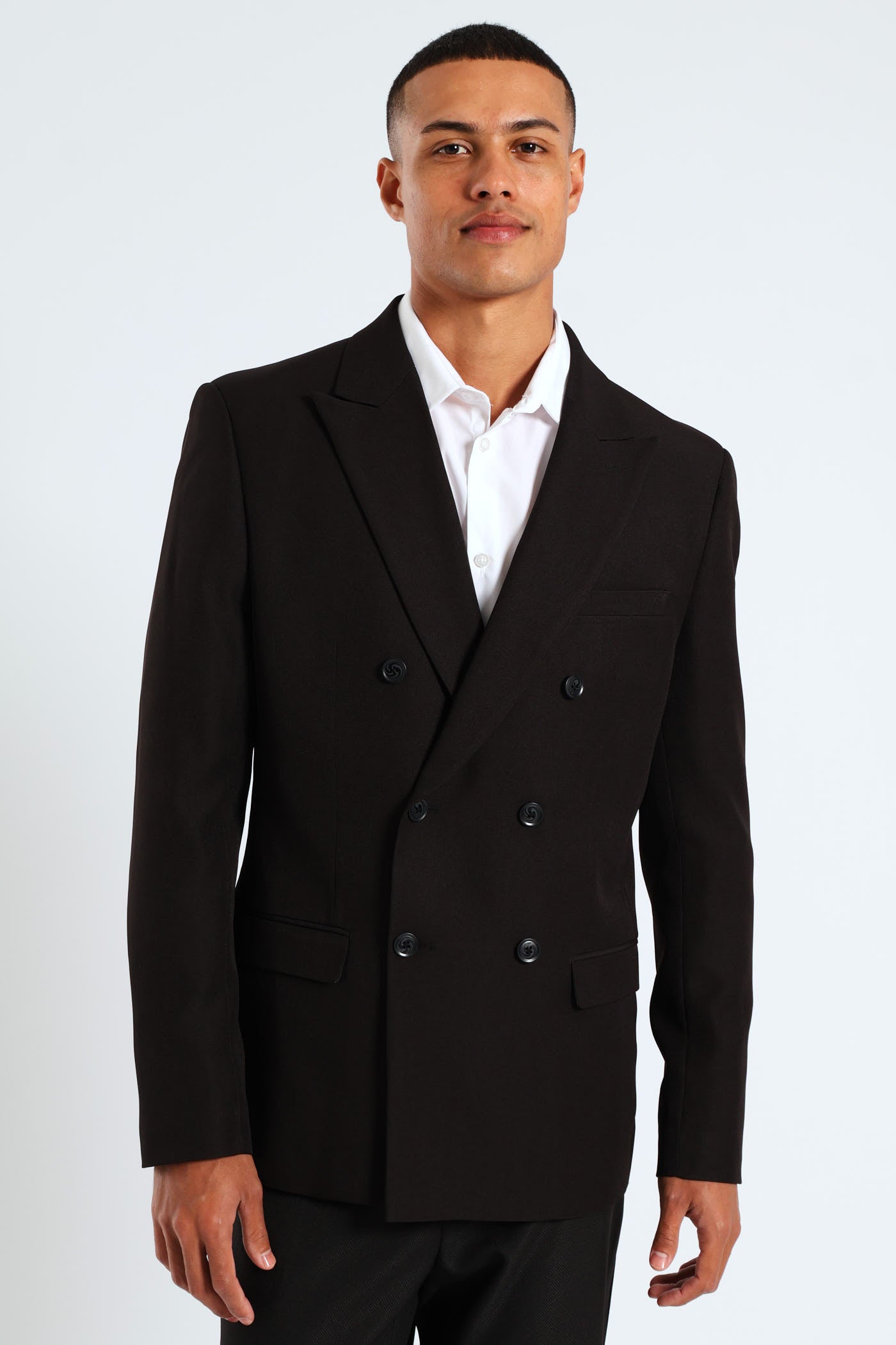 Mens Double Breasted Suit Jacket - Black – Edgars