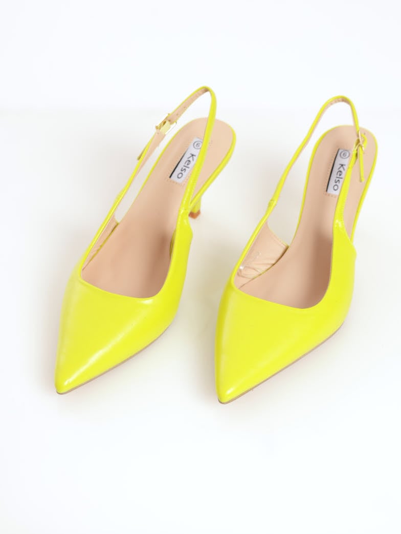 Ladies Ladies Kitten Heel With Slingback Lime