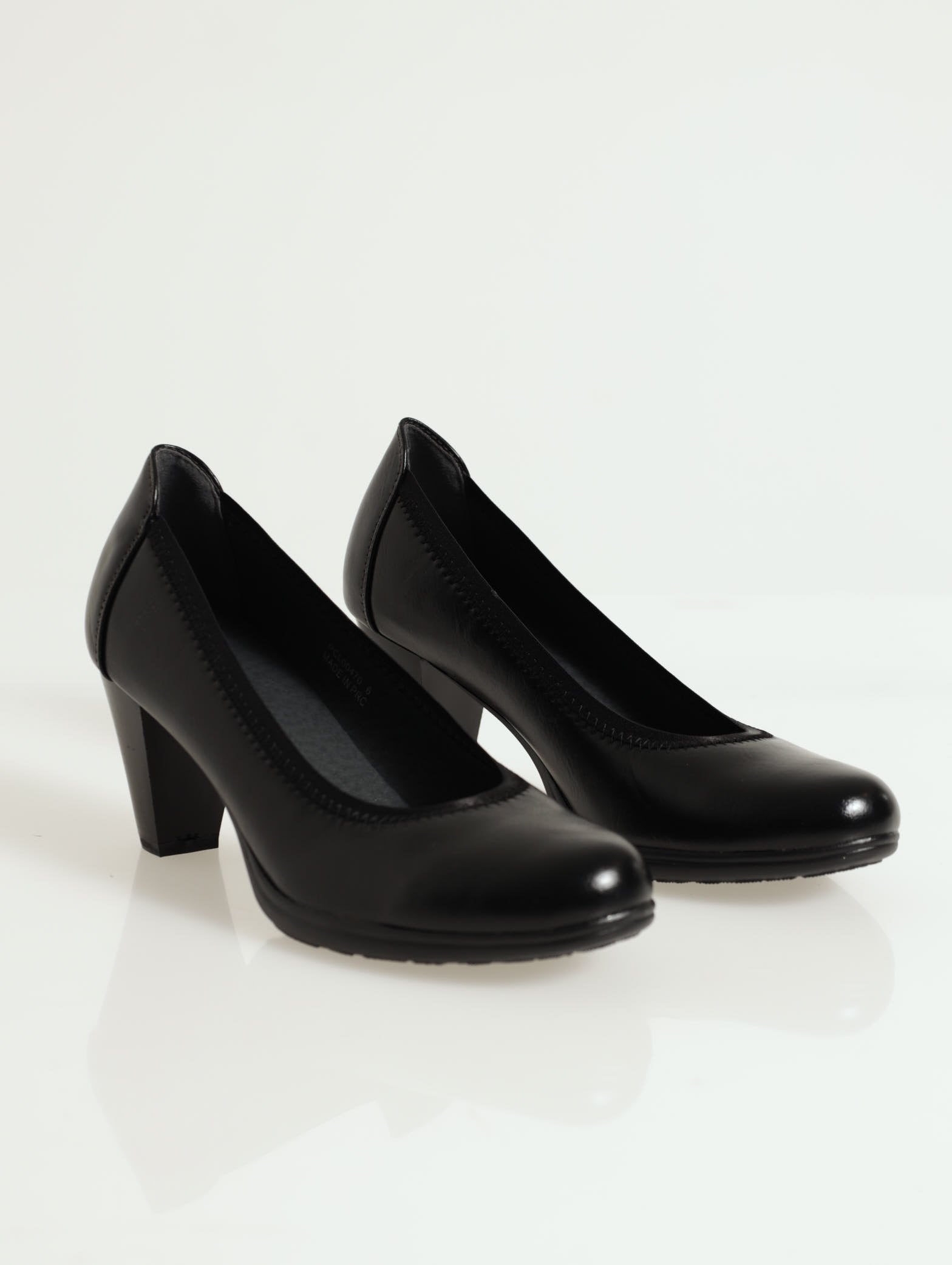 Ladies Ladies Plain Morden Court Shoe Black - Main Image