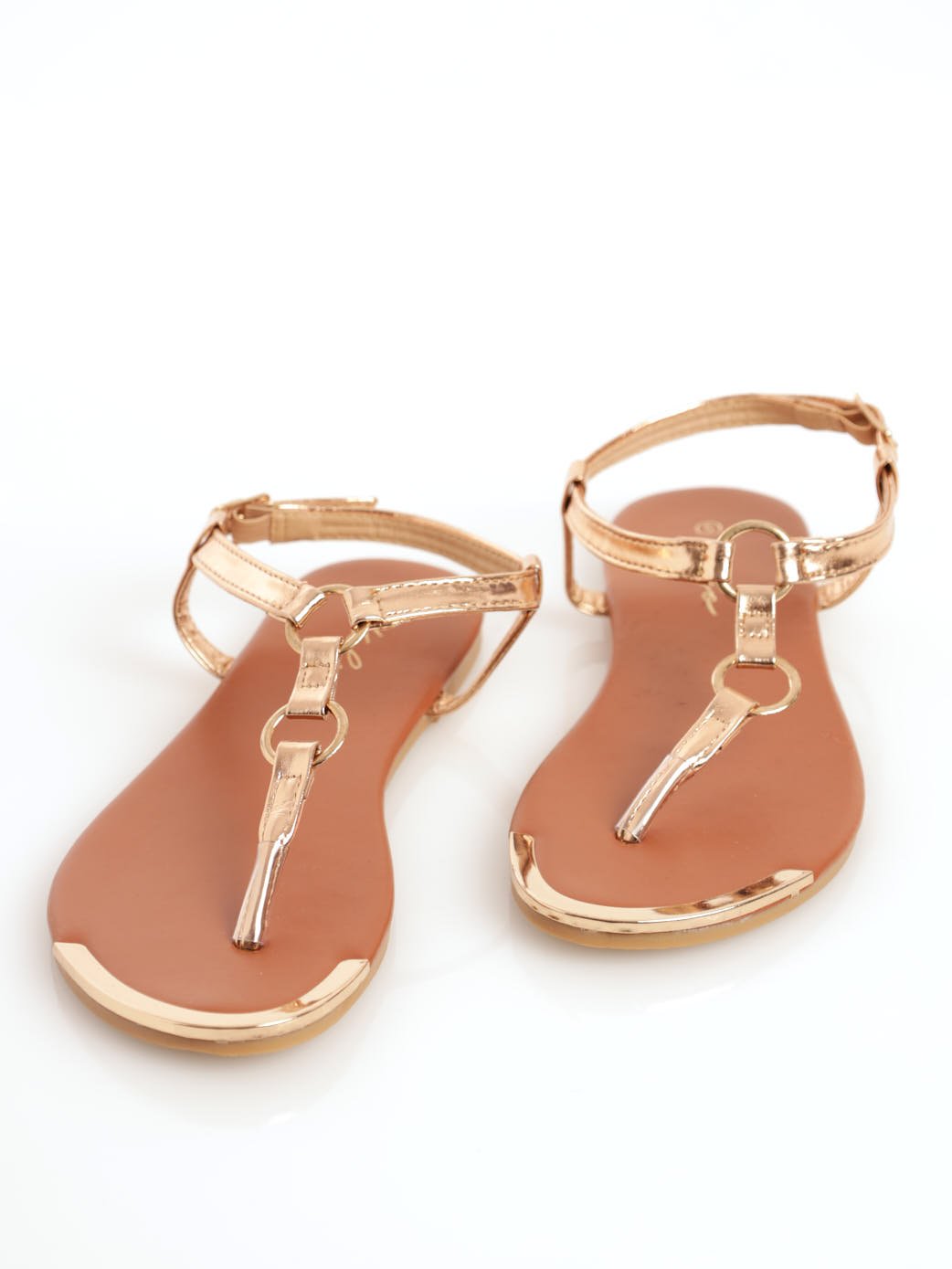THONG SANDAL IN BEIGE CALFSKIN WITH GOLD LOGO