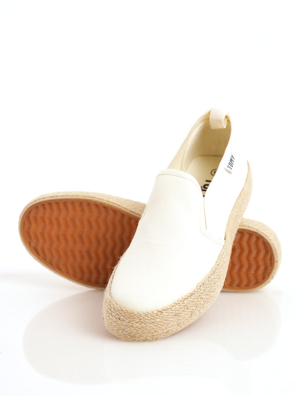 Ladies Ladies Espadrille Platform Slip-On Shoe Beige