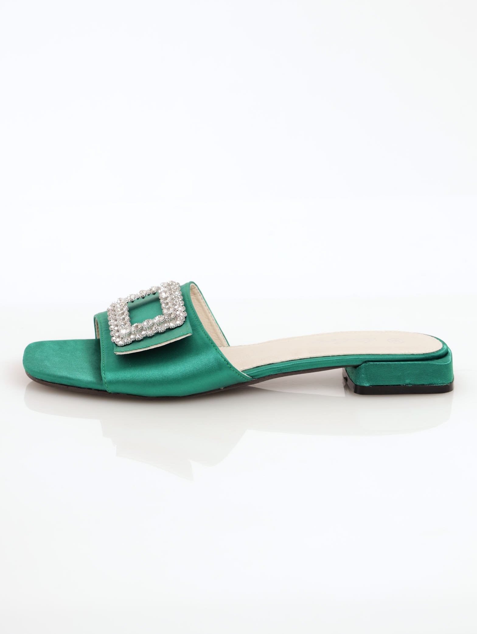 Ladies Ladies Low Block Heel Mule Sandal - Green – Edgars
