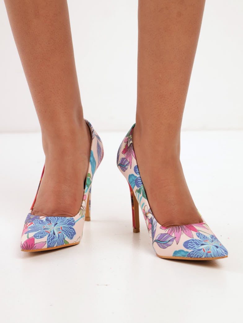 Ladies Ladies Garden Flower Printed Pointed Court Heel – Edgars