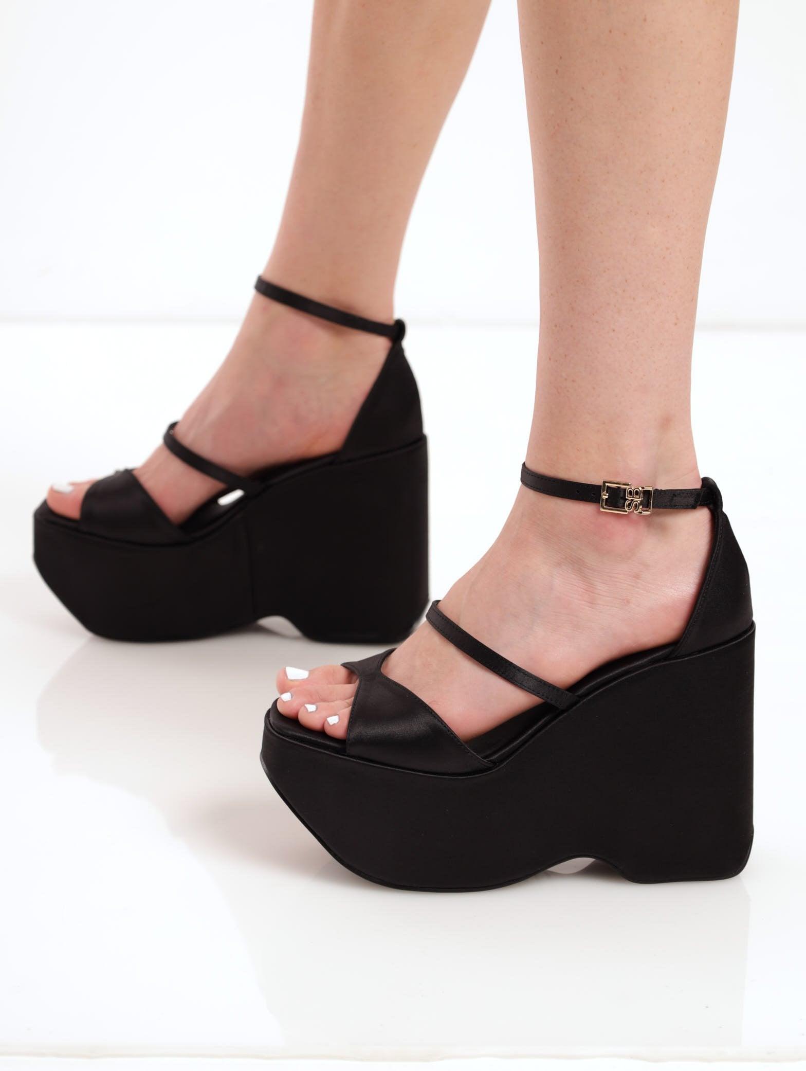Platform Wedge Black Wedge Ankle Strap Sandals Ladies Ladies