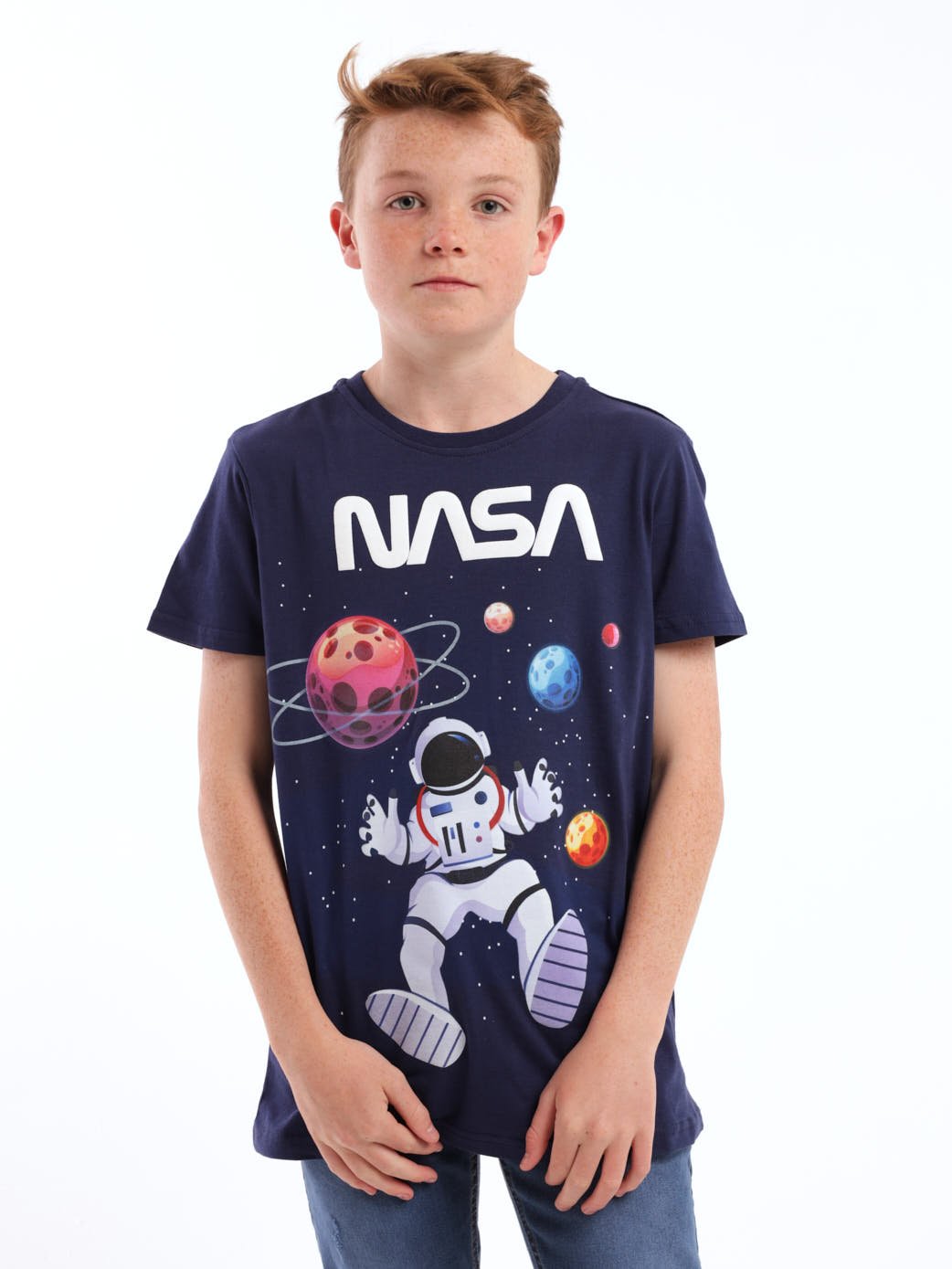 Boys Boys Short Sleeve NASA Floating In Space Tee Navy – Edgars