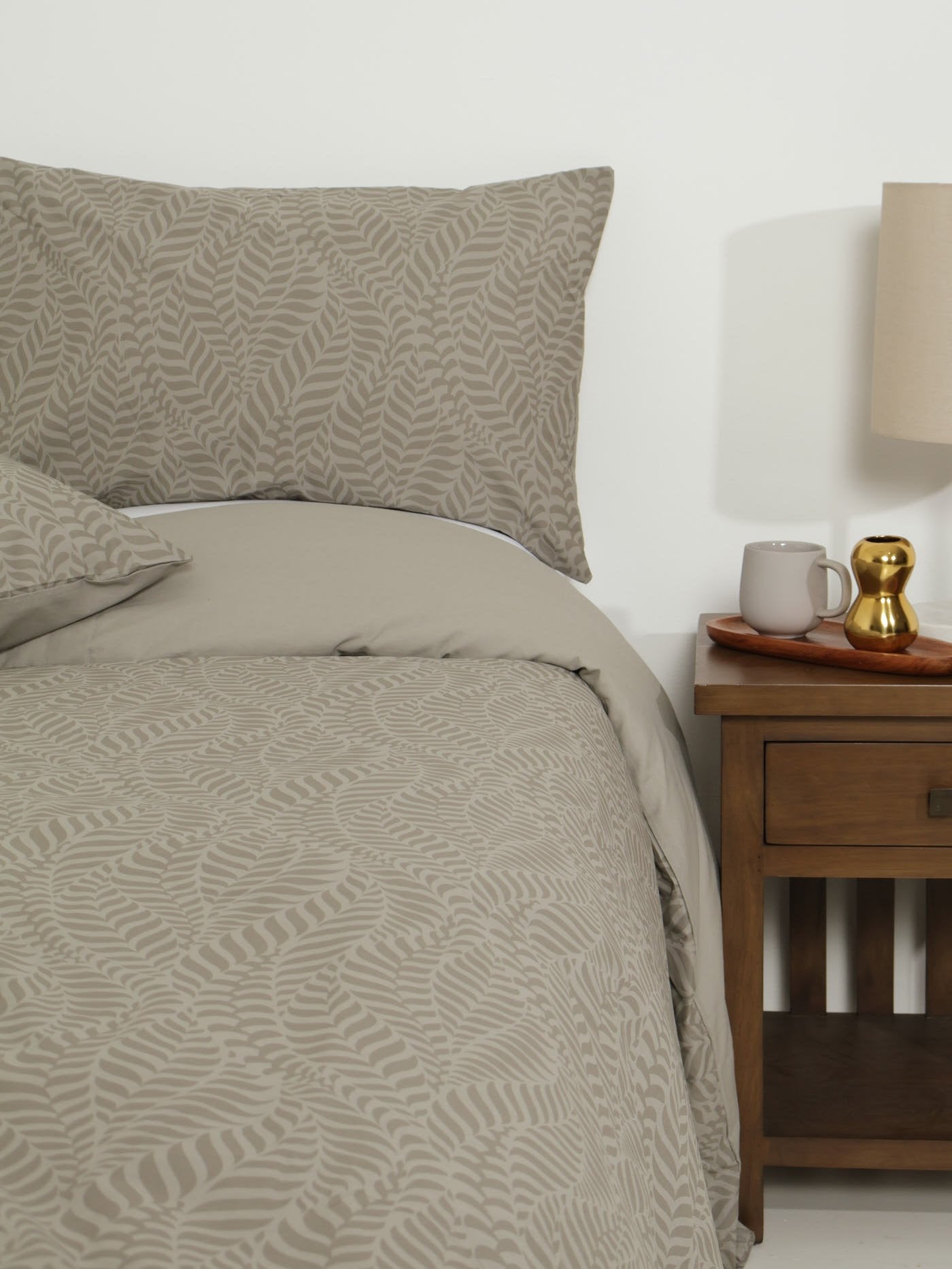 Leafie Duvet Set Stone Edgars