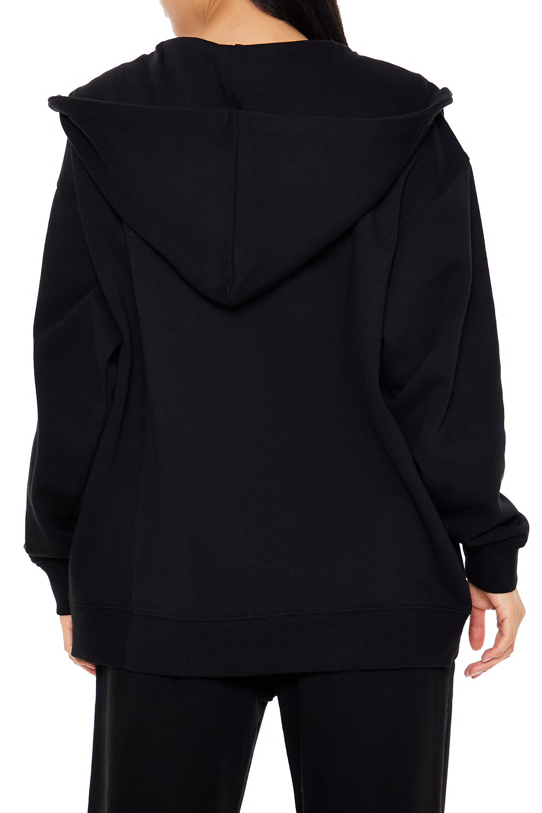Fleece Zip-Up Hoodie - Black