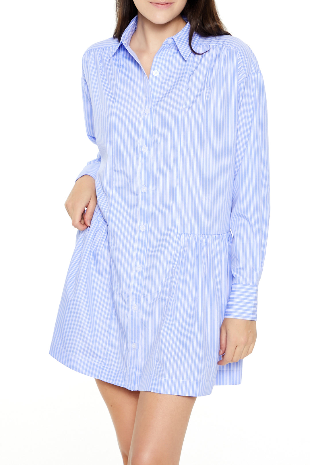 Ladies Striped Poplin Shirt Dress Light Blue – Edgars