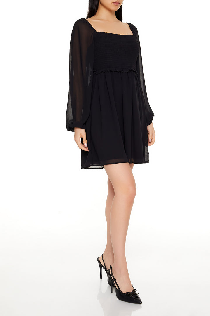 Long Sleeve Mini Dress - Black