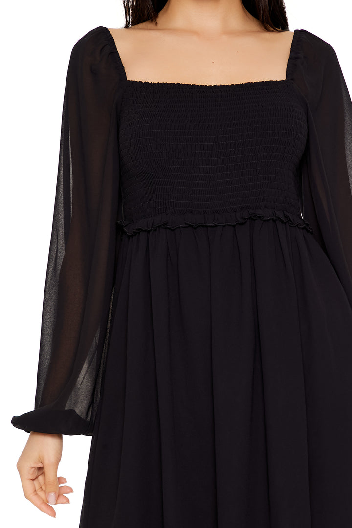 Long Sleeve Mini Dress - Black
