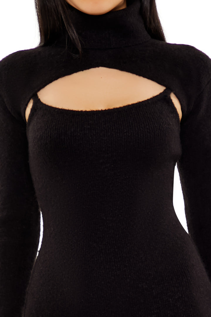 Long Sleeve Bodycon Dress - Black