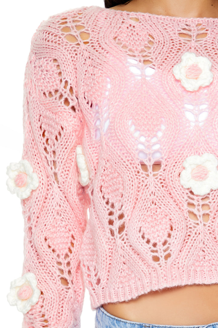 Long Sleeve Sweater Top - Pink
