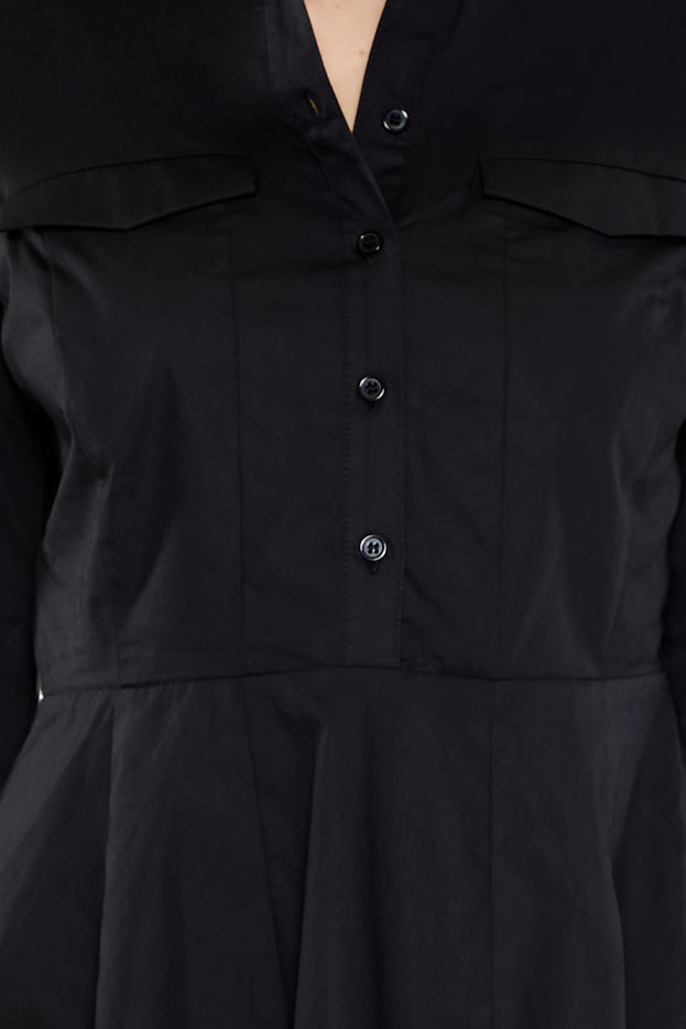 Natural Waist Mini Dress - Black