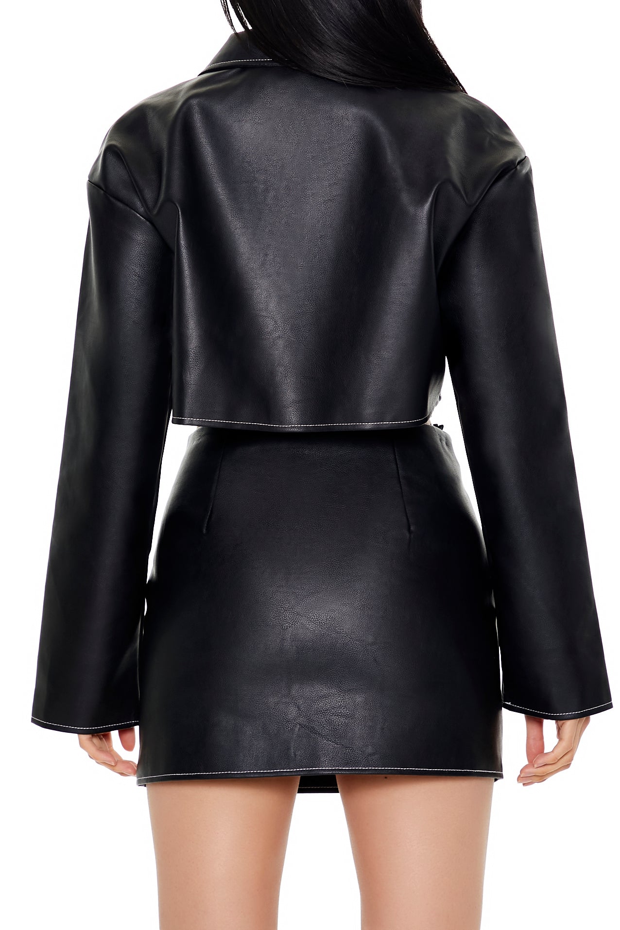 Ladies Faux Leather Zip-Up Jacket - Black – Edgars