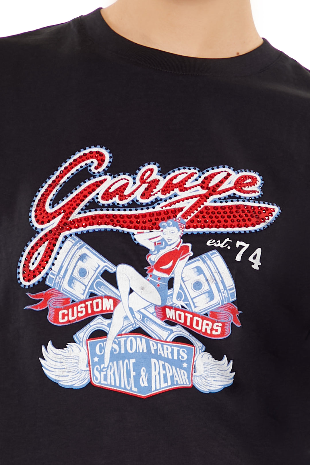 Studded Garage Oversized Graphic Tee - Black