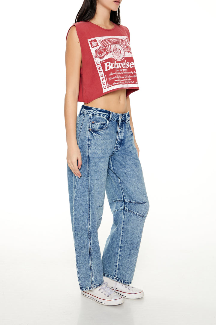 Mid-Rise Baggy Barrel Jean - Mid Blue