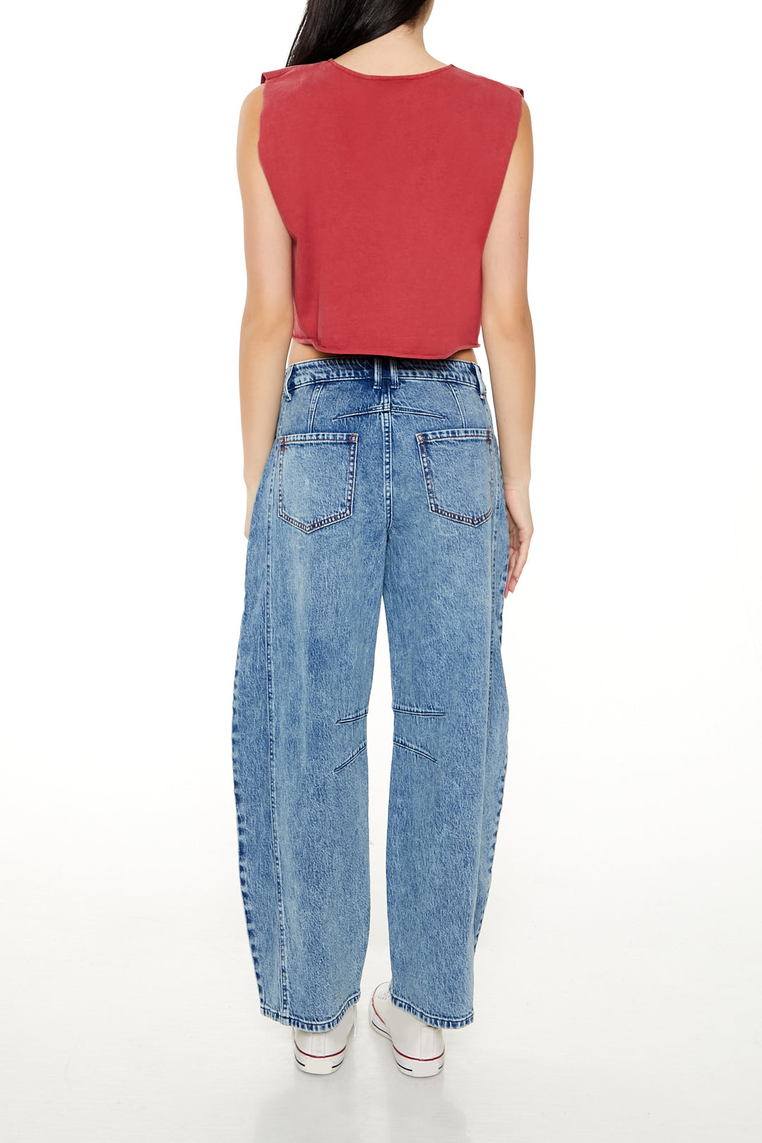 Mid-Rise Baggy Barrel Jean - Mid Blue