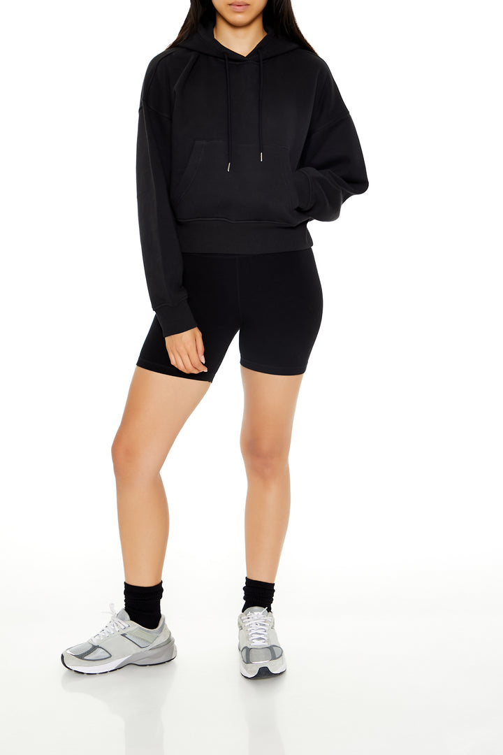 Fleece Drawstring Hoodie - Black