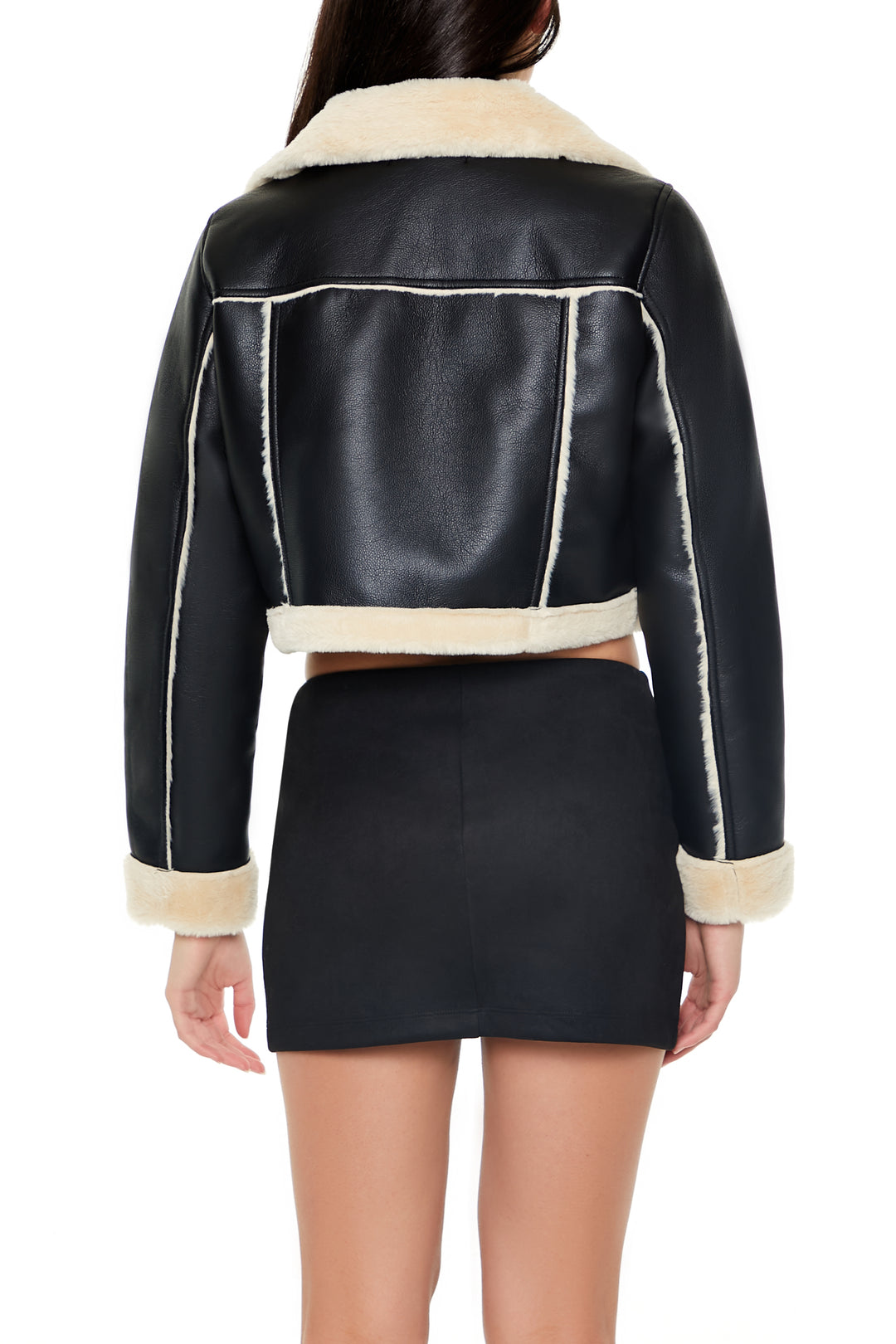 Faux Leather Moto Jacket - Black
