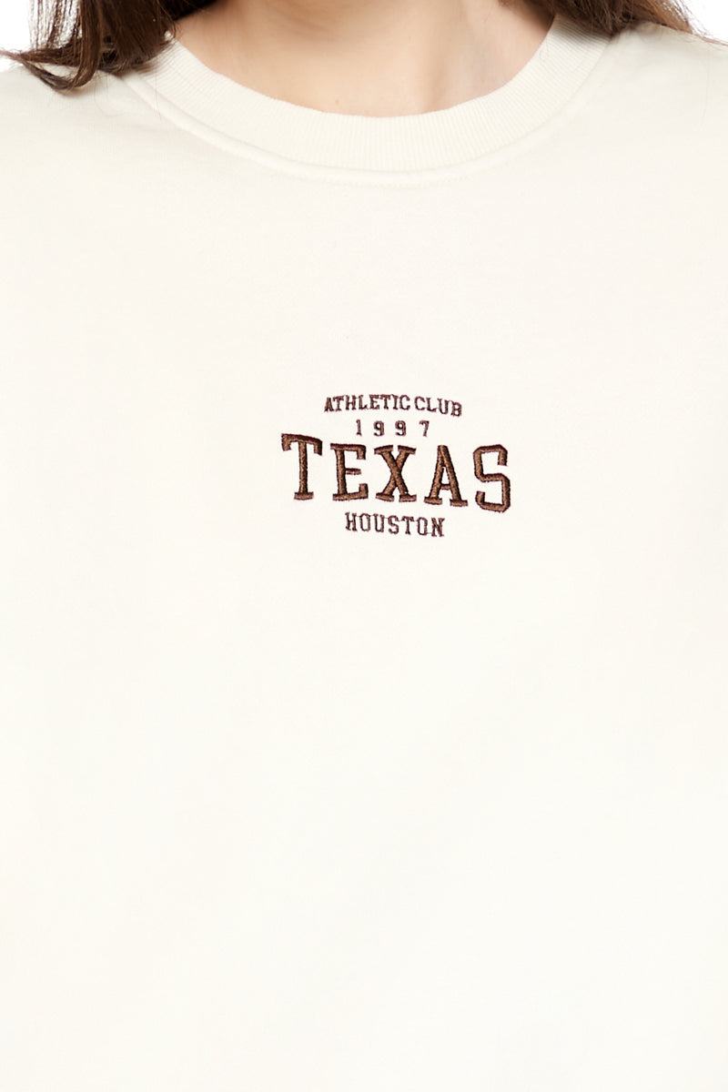 Embroidered Texas Pullover - Cream