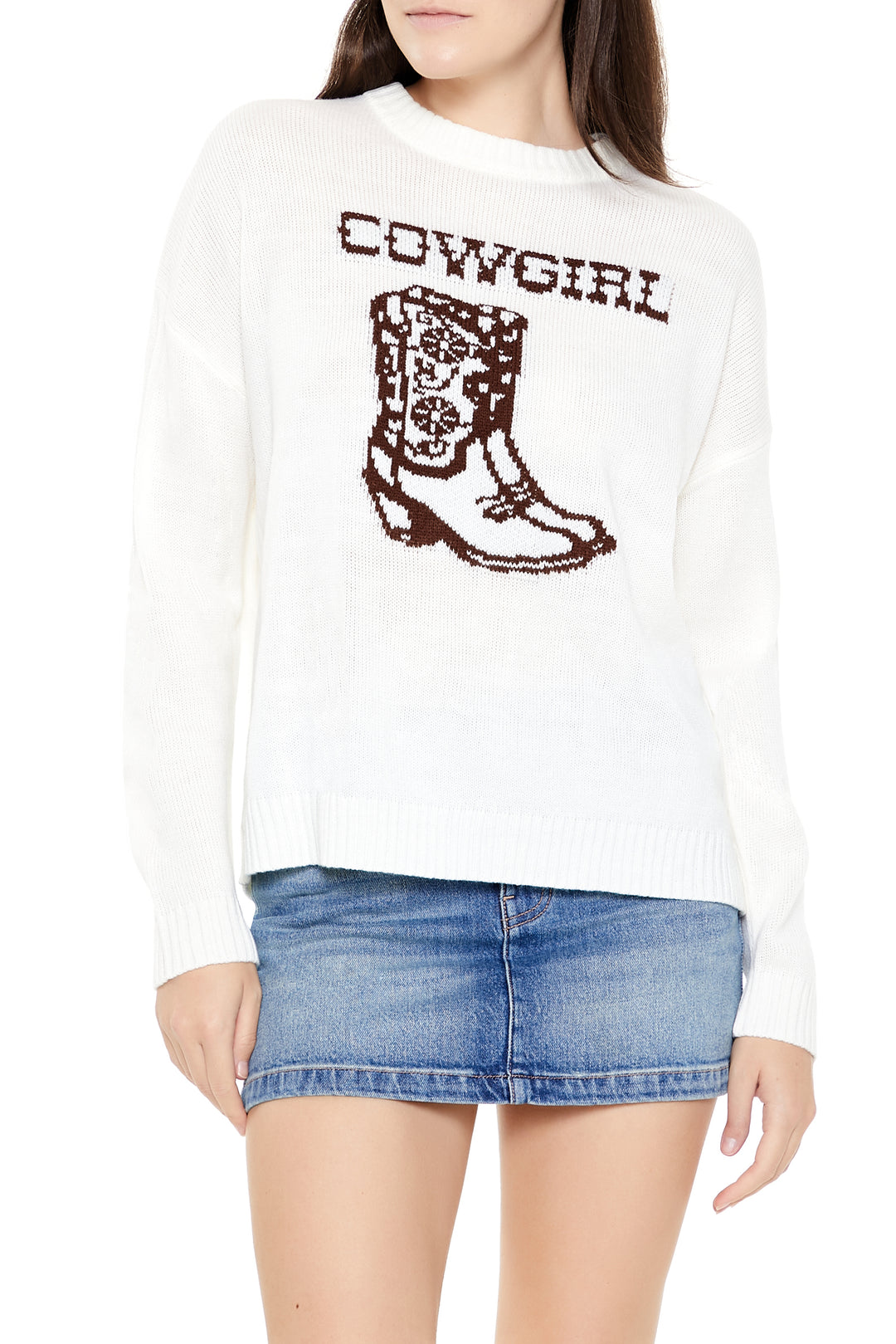 Cowgirl Graphic Sweater - White