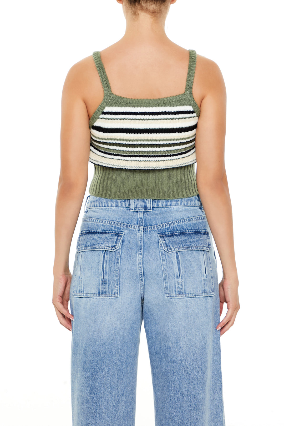 Striped Sweater-Knit Cami Top - Fatigue