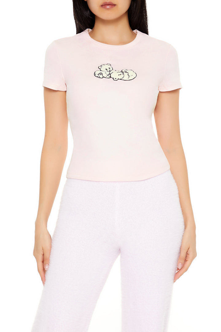 Polar Bear Graphic Baby Tee - Pink