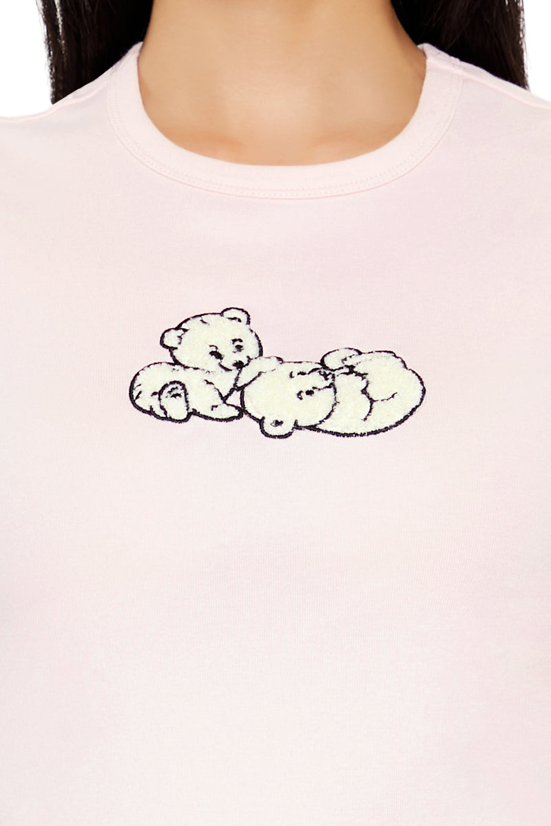 Polar Bear Graphic Baby Tee - Pink
