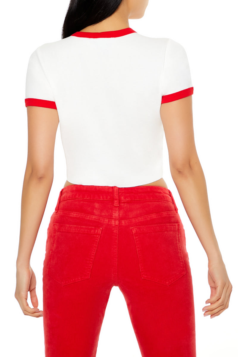 Star Girl Ringer Baby Tee - White