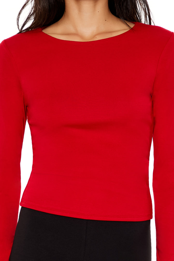Long Sleeve Knit Shirt - Red