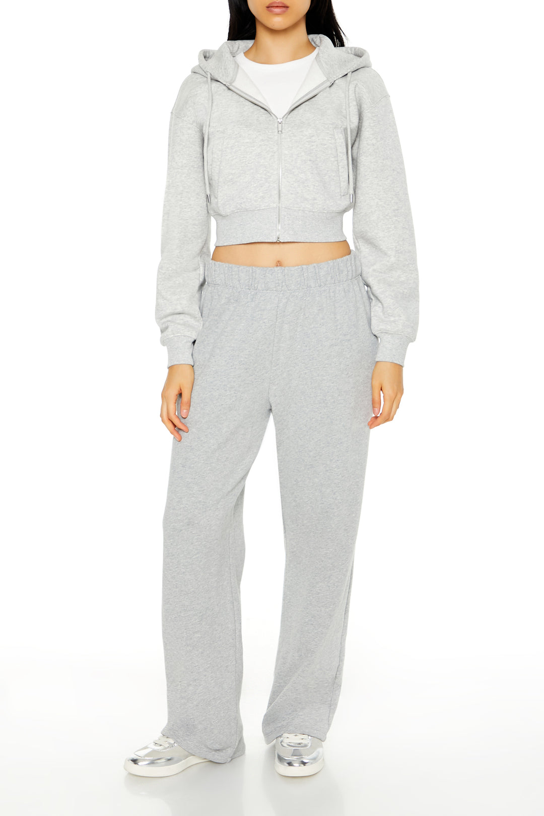 Long Sleeve Cropped Athletic Jacket - Grey
