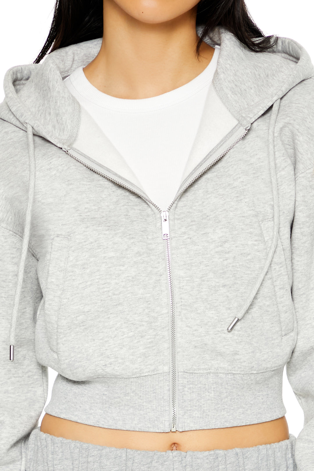 Long Sleeve Cropped Athletic Jacket - Grey