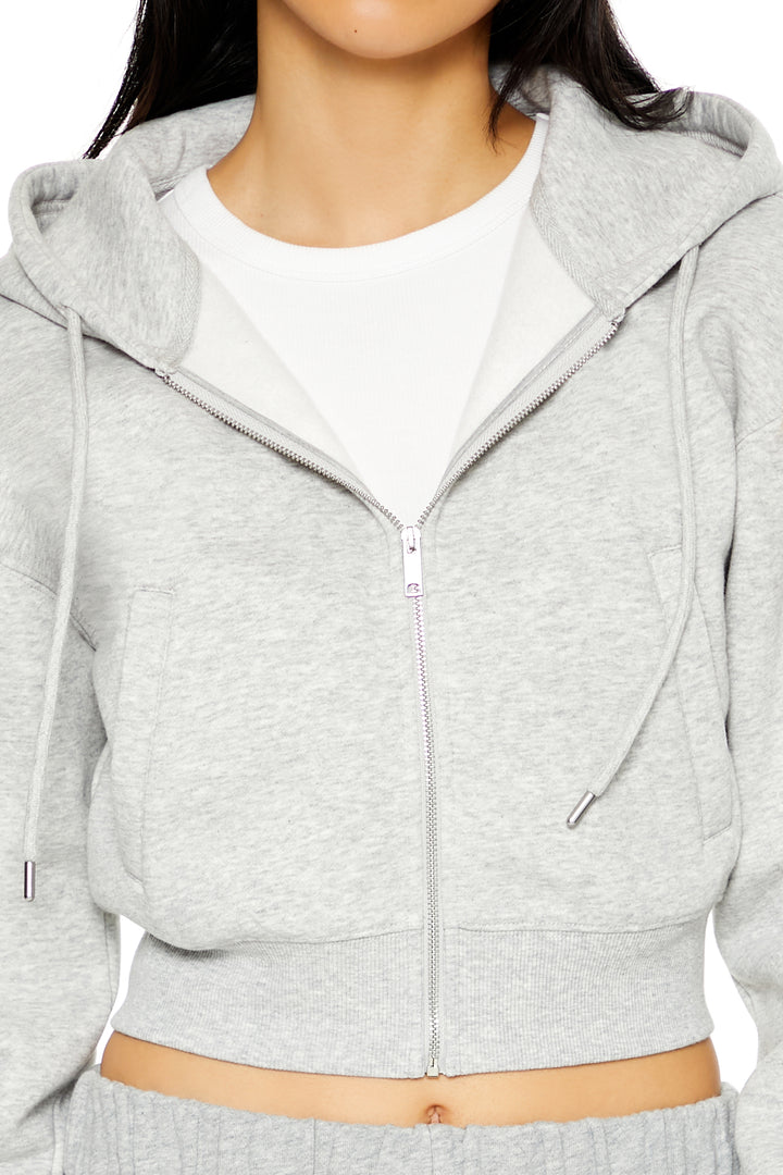 Long Sleeve Cropped Athletic Jacket - Grey