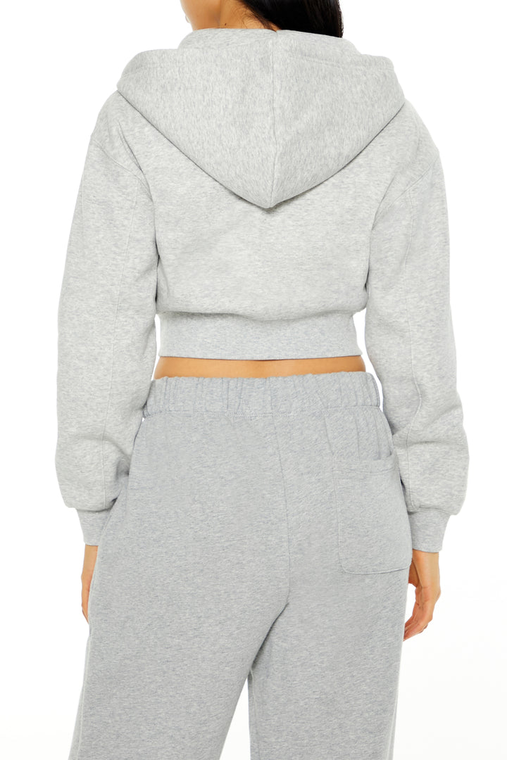 Long Sleeve Cropped Athletic Jacket - Grey