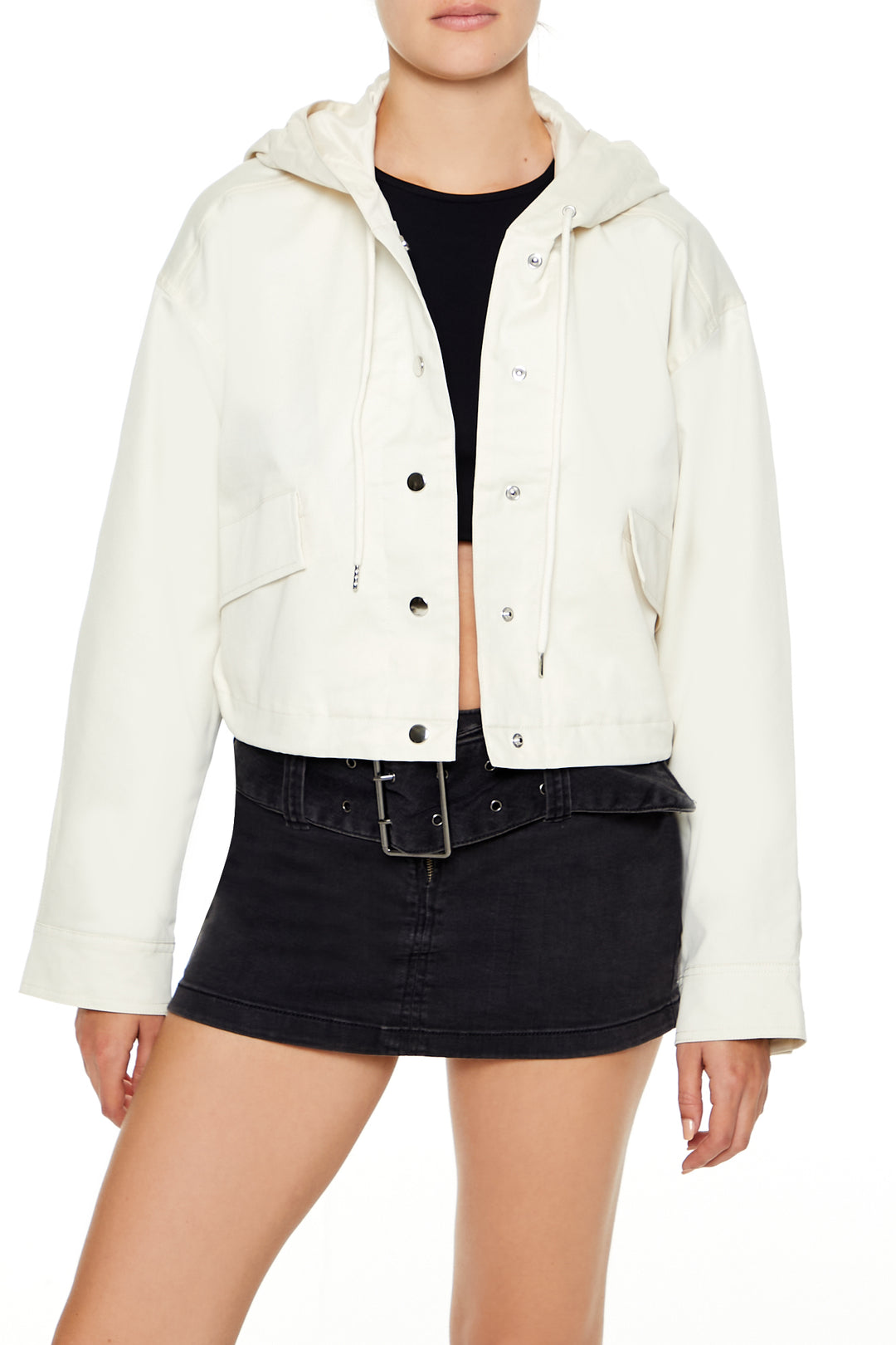 Cropped Bomber Jacket - Cream